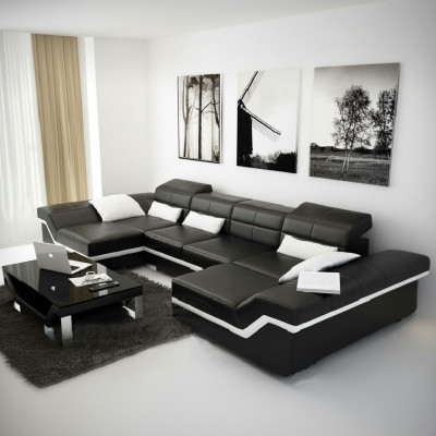 Big Ledergarnitur Polster Neu Ledersofa XXL Sofa mit USB Ecksofa Wohnlandschaft