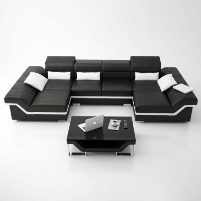 Big Ledergarnitur Polster Neu Ledersofa XXL Sofa mit USB Ecksofa Wohnlandschaft