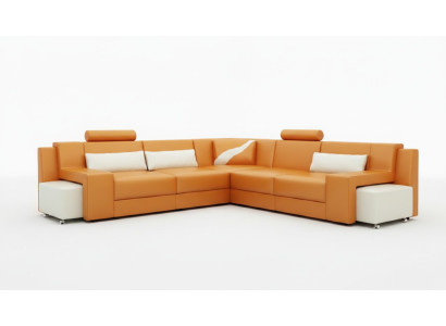 Wohnlandschaft Polster Ecke Eck Sofa mit USB Garnitur Landschaft Leder V015B Neu