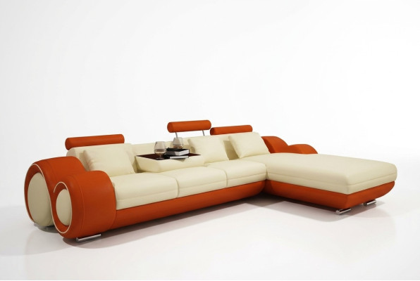 Ledersofa mit USB Wohnlandschaft Ecksofa Eck Garnitur Design Modern Sofa A1163E