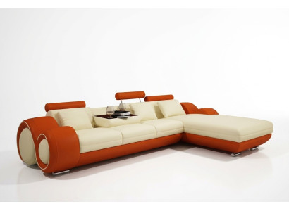 Ledersofa mit USB Wohnlandschaft Ecksofa Eck Garnitur Design Modern Sofa A1163E