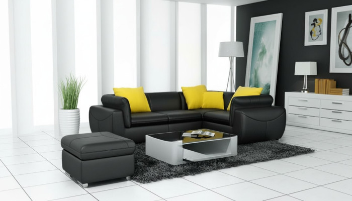 Ledersofa mit USB Wohnlandschaft Ecksofa Eck Garnitur Design Modern Sofa F3014C