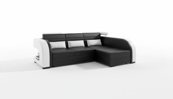 Leder Sofa mit USB Polster Ecksofa Wohnlandschaft Polsterecke Sofa Bergamo Couch