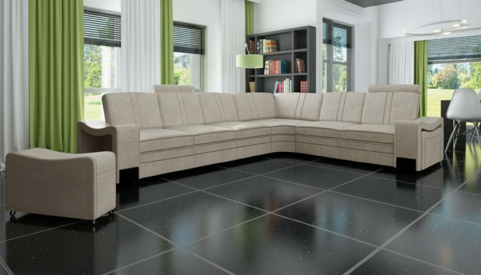 Stoff Couch Textil Polster Eckcouch Sofa + USB Ecksofa Wohnlandschaft Stoffsofa