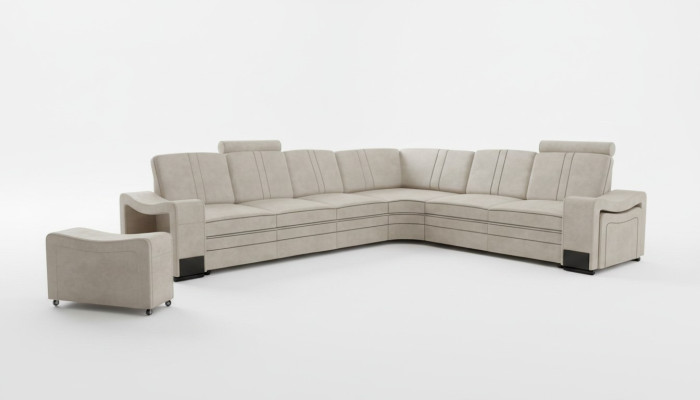 Stoff Couch Textil Polster Eckcouch Sofa + USB Ecksofa Wohnlandschaft Stoffsofa