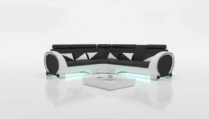 Ecksofa mit USB Ledersofa Ledergarnitur Eckcouch Design Sofa Leder Couch "VIGO"