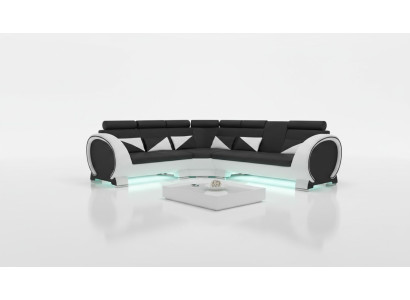 Ecksofa mit USB Ledersofa Ledergarnitur Eckcouch Design Sofa Leder Couch "VIGO"