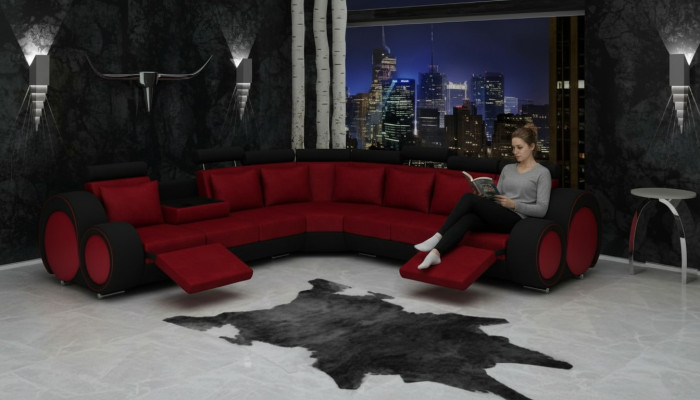 Textil Sofa USB Designer Sofas Couch Eckgarnitur Eckcouch Polster Wohnlandschaft