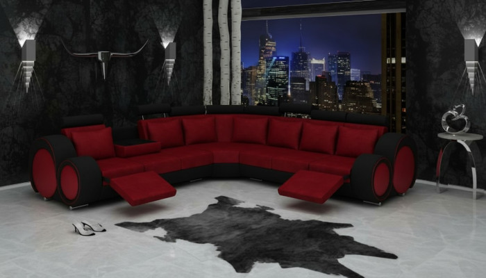Textil Sofa USB Designer Sofas Couch Eckgarnitur Eckcouch Polster Wohnlandschaft