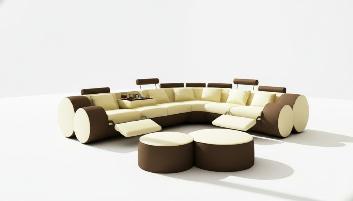 Designer Ledersofa+USB Eckcouch Sofa Ledercouch Sofa Wohnlandschaft Made In EU