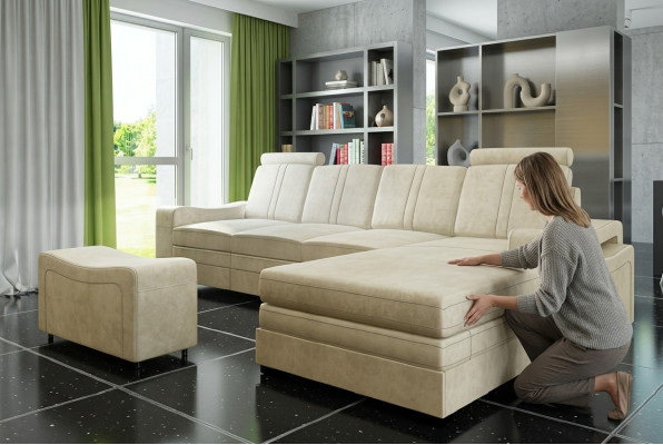Textilcouch mit USB Stoffsofa Stoffcouch Ecksofa Sofa Polster Garnitur Ecke Neu