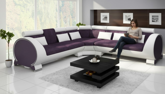 Ecksofa VIGO "LT01" Eckcouch Sofa USB Eckgarnitur Ledersofa Leder Textil Stoff