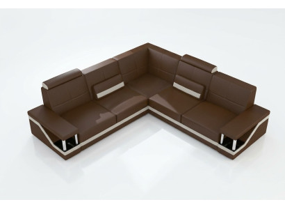 Ledersofa Eckcouch Sofa + USB Poster Eckgarnitur Sofas Stoff Leder Garnitur Neu