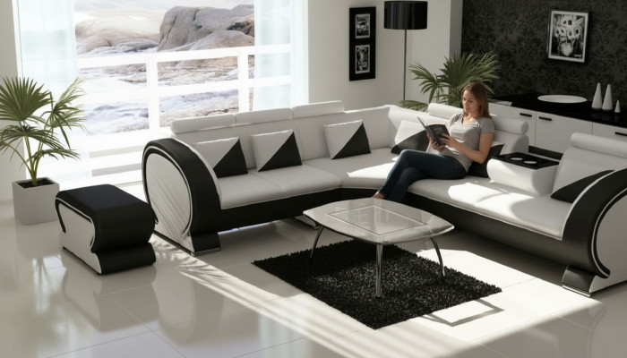 Designer Ecksofa +USB Sofa Polster Garnitur Lounge Sofas Couchen Wohnlandschaft