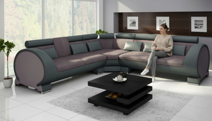 Ecksofa VIGO "LT01" Eckcouch + USB,Sofa Eckgarnitur Ledersofa Leder Textil Stoff