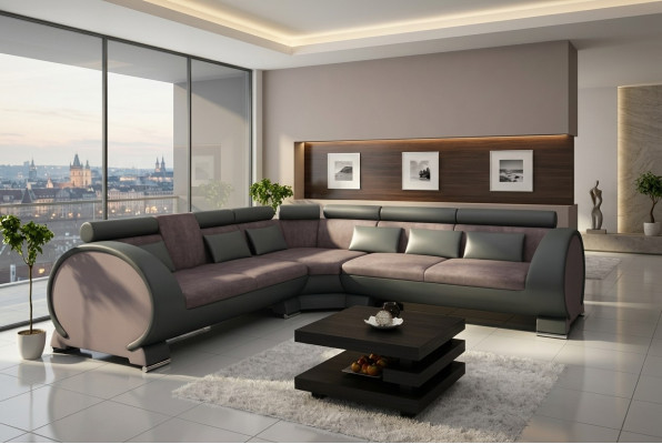 Ecksofa VIGO "LT01" Eckcouch + USB,Sofa Eckgarnitur Ledersofa Leder Textil Stoff