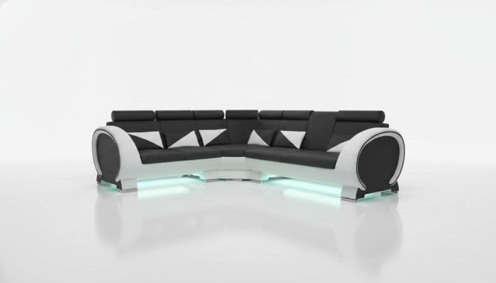 ECKSOFA LEDERSOFA LEDERGARNITUR ECKCOUCH DESIGN SOFA mit USB LEDER COUCH