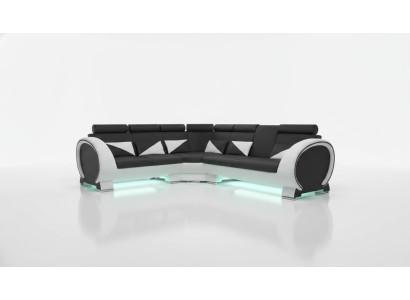 ECKSOFA LEDERSOFA LEDERGARNITUR ECKCOUCH DESIGN SOFA mit USB LEDER COUCH
