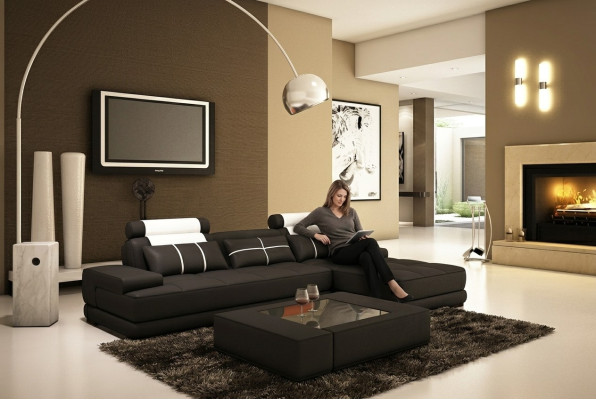 Ledersofa Ecksofa Sofa + USB Polster Ecke Designer Sofas Couchen Neu Paris Weiß