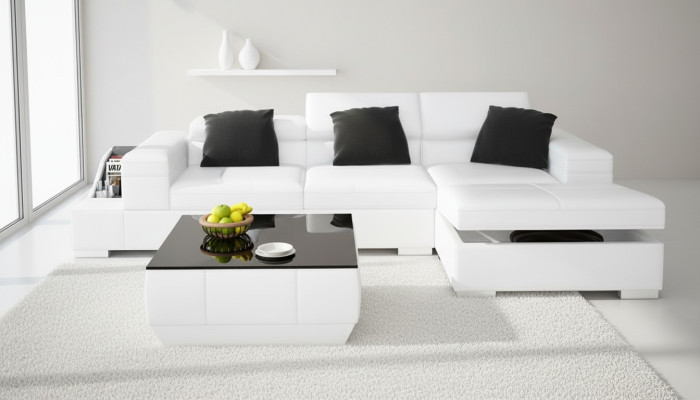 Ledersofa Sofa mit USB Wohnlandschaft Ecksofa Eck Garnitur Design Modern K5006D