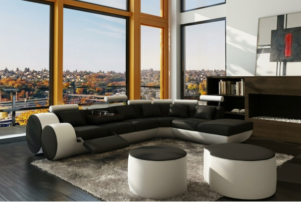 Ledersifa Sofa Ledercouch USB Garnitur XXL Wohnlandschaft Ecksofa Maßfertigung
