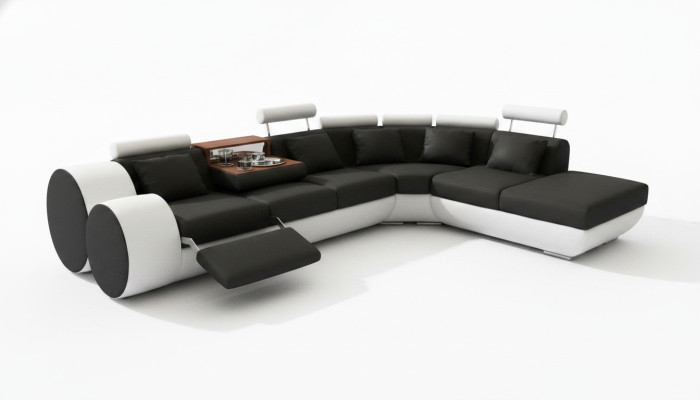 Ledersifa Sofa Ledercouch USB Garnitur XXL Wohnlandschaft Ecksofa Maßfertigung