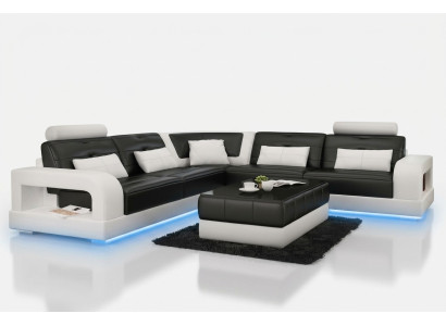 LEDERSOFA SOFA ECKCOUCH USB SOFAGARNITUR DESIGN COUCH WOHNLANDSCHAFT Nach Maß