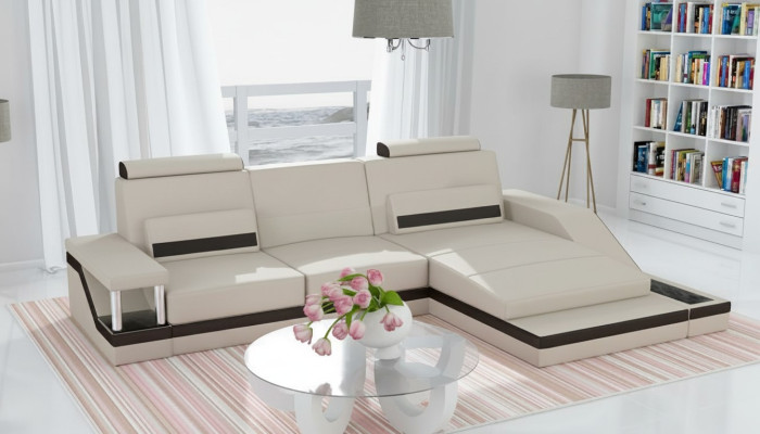Ecksofa Wohnlandschaft Sofa USB Eck Garnitur Leder Textil Stoff Maßanfertigung