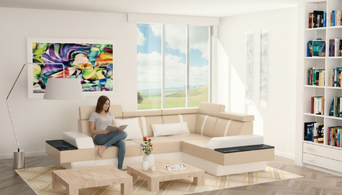 Designer Wohnlandschaft Eckcouch Neu Couch Sofa Polster Ledersofa + USB,Garnitur