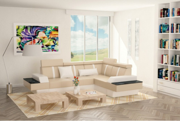 Designer Wohnlandschaft Eckcouch Neu Couch Sofa Polster Ledersofa + USB,Garnitur