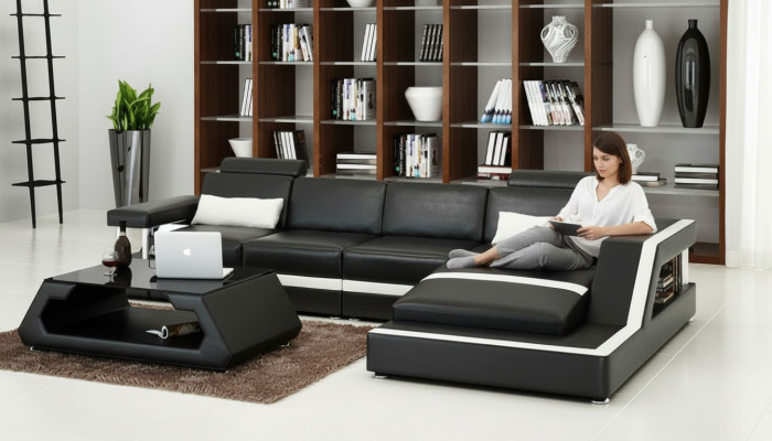 LEDERSOFA XXL WOHNLANDSCHAFT GARNITUR USB LEDER ECKSOFA Maßanfertigung HH4