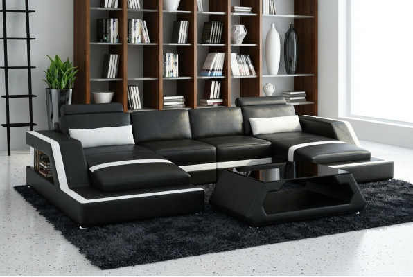 LEDERSOFA XXL WOHNLANDSCHAFT GARNITUR USB LEDER ECKSOFA Maßanfertigung HH4