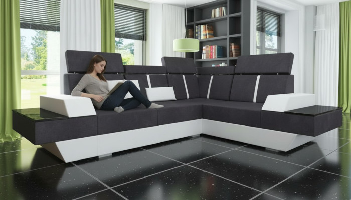 Design Ecksofa + USB Wohnlandschaft Sofa Ecksofa Stoff Leder Maßanfertigung Neu