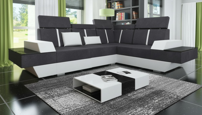 Design Ecksofa + USB Wohnlandschaft Sofa Ecksofa Stoff Leder Maßanfertigung Neu