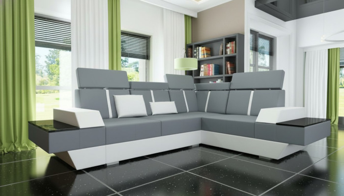 Design Ledersofa USB Wohnlandschaft Polster Sofa Ecksofa Eckcouch Maßanfertigung