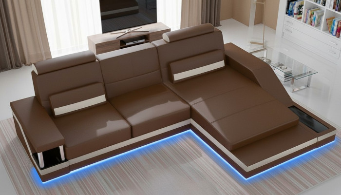 Ecksofa Wohnlandschaft Sofa +USB Eck Garnitur Leder Textil Stoff Maßanfertigung