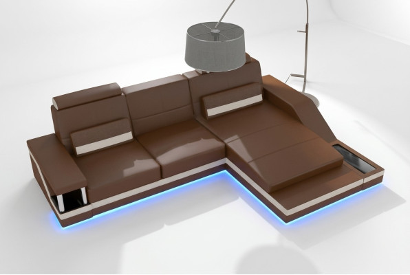 Ecksofa Wohnlandschaft Sofa +USB Eck Garnitur Leder Textil Stoff Maßanfertigung