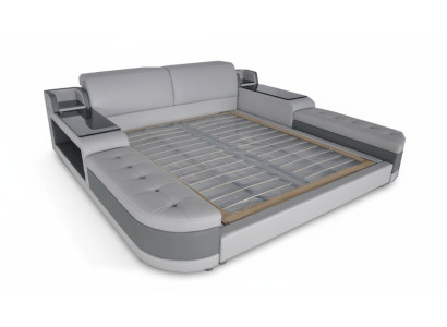 Design de Luxe Bett + USB Polsterung Hotel Moderne Betten Leder 140/160/180/200