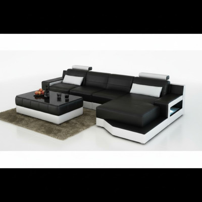 LEDERSOFA ECKSOFA mit USB SOFA COUCH GARNITUR WOHNLANDSCHAFT BETTFUNKTION NEU