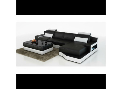 LEDERSOFA ECKSOFA mit USB SOFA COUCH GARNITUR WOHNLANDSCHAFT BETTFUNKTION NEU