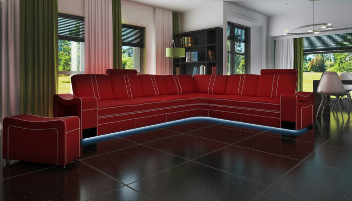 LEDERSOFA XXL WOHNLANDSCHAFT GARNITUR LEDER ECKCOUCH GARNITUR mit USB POLSTER