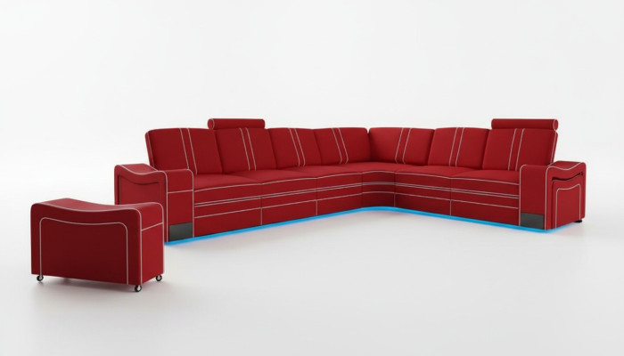LEDERSOFA XXL WOHNLANDSCHAFT GARNITUR LEDER ECKCOUCH GARNITUR mit USB POLSTER
