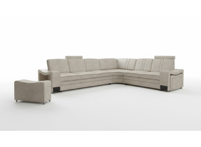 Stoffcouch Textil Polster Eckcouch Sofa mit USB Ecksofa Wohnlandschaft Stoffsofa