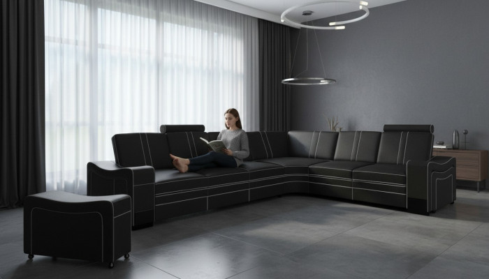 LEDER ECKCOUCH GARNITUR Massanfertigung USB LEDERSOFA XXL WOHNLANDSCHAFT Neu