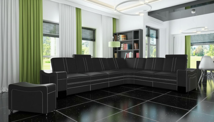 LEDER ECKCOUCH GARNITUR Massanfertigung USB LEDERSOFA XXL WOHNLANDSCHAFT Neu