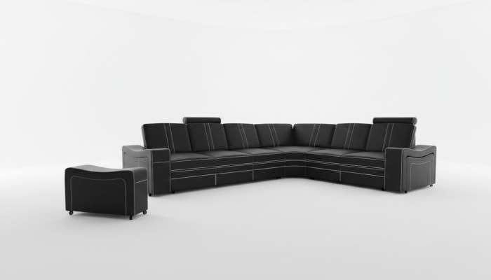 LEDER ECKCOUCH GARNITUR Massanfertigung USB LEDERSOFA XXL WOHNLANDSCHAFT Neu