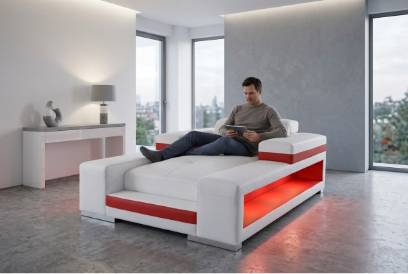 Modern Leder Komfort Liegen Liegesessel Relaxliege Chaiselongue Liege mit USB