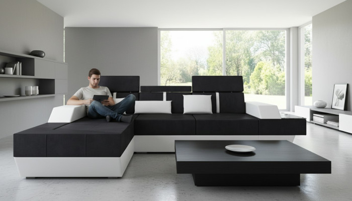 Stoffsofa Ecksofa Textilsofa Sofa + USB Wohnlandschaft Polster Massanfertigung