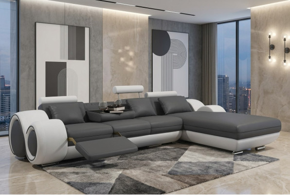 Ecksofa USB Wohnlandschaft Couch Ledersofa Sofa Garnitur Massanfertigung