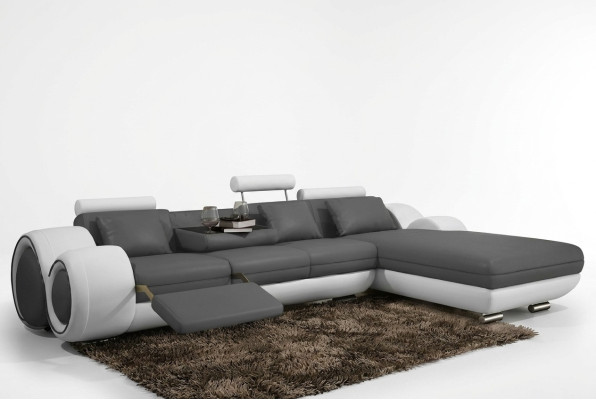 Ecksofa USB Wohnlandschaft Couch Ledersofa Sofa Garnitur Massanfertigung